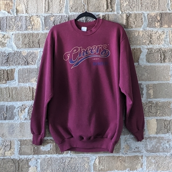 Vintage 1996 Cheers Boston Bar Burgundy Red Crew Neck Sweatshirt Unisex XL - Picture 6 of 6